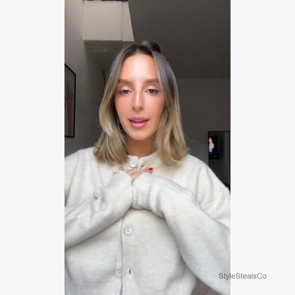 Cropped Cardigan Sweater Slim Fit Long Sleeve Button Down Knit Top - Picture 5 of 7